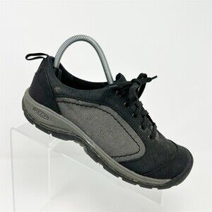 KEEN Presidio II Womens Lace-Up Trail Walking Sneakers Black/Magnet Size 7